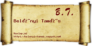 Belányi Tamás névjegykártya
